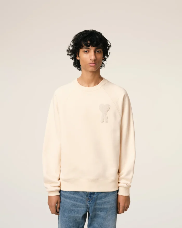Beige Fleece Ami de Coeur Patch Sweatshirt