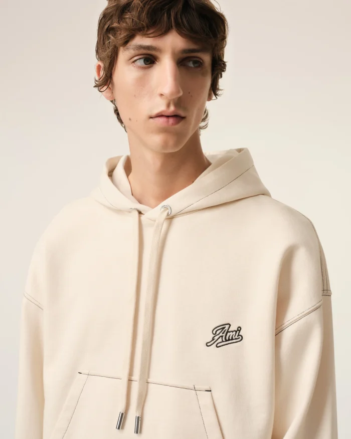Beige Fleece Hoodie Ami Signature