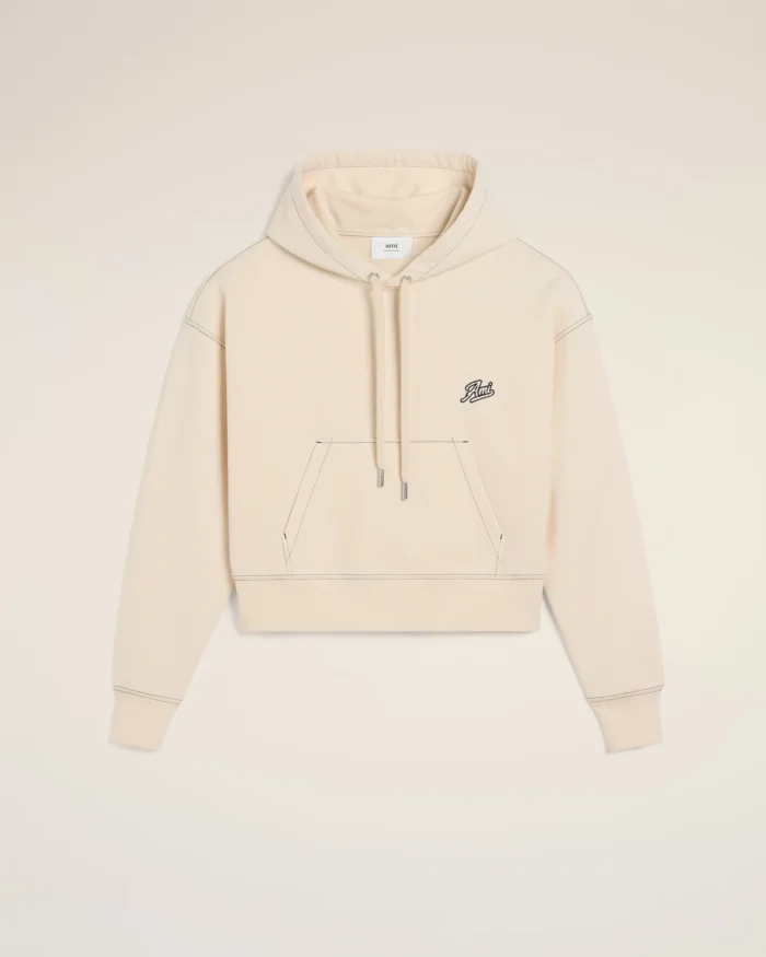 Beige Fleece Hoodie Ami Signature