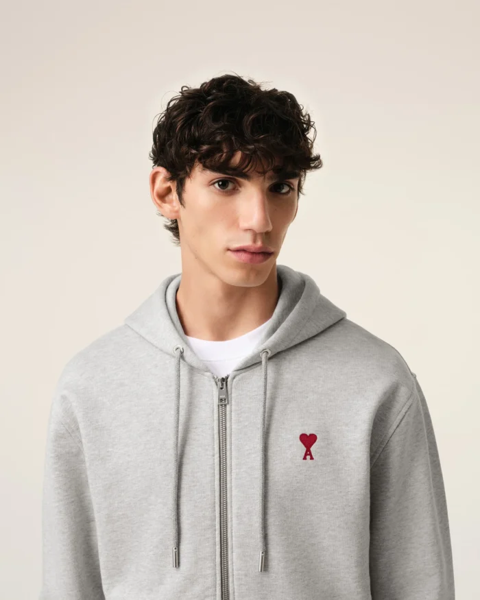 Ami de Coeur Zipped Gray Hoodie