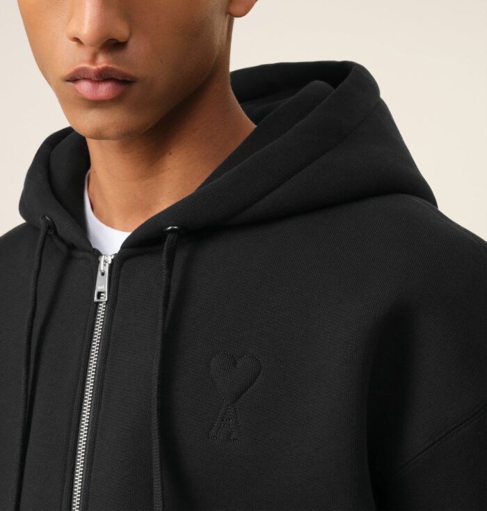 Zipped Ami de Coeur Black Hoodie