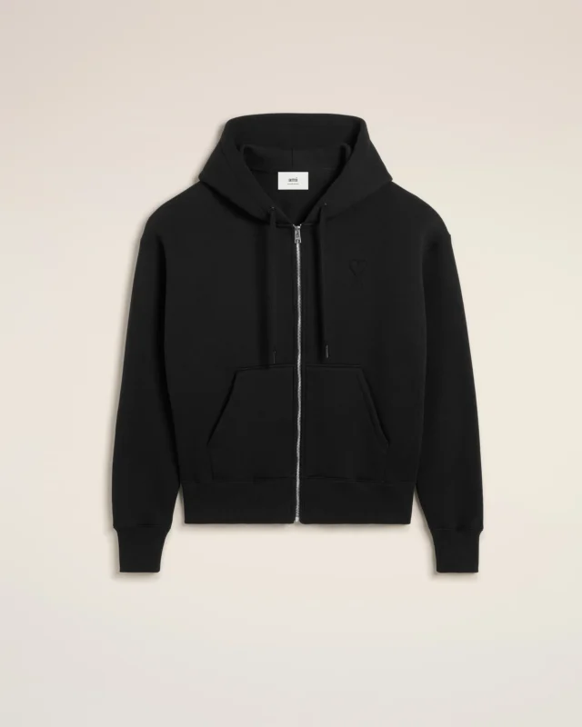 Zipped Ami de Coeur Black Hoodie